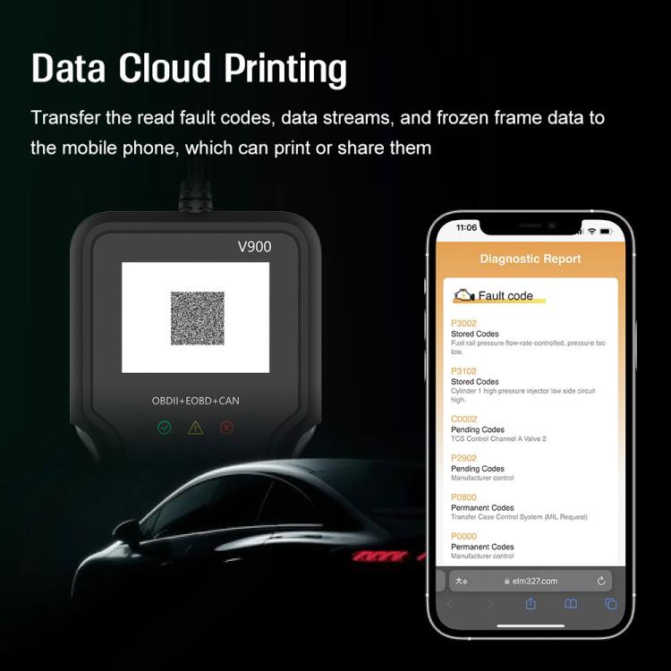 V900 Car Engine Transmission Diagnostic Scanner Tool Car Fault Detector(Black) - Code Readers & Scan Tools by buy2fix | Online Shopping UK | buy2fix