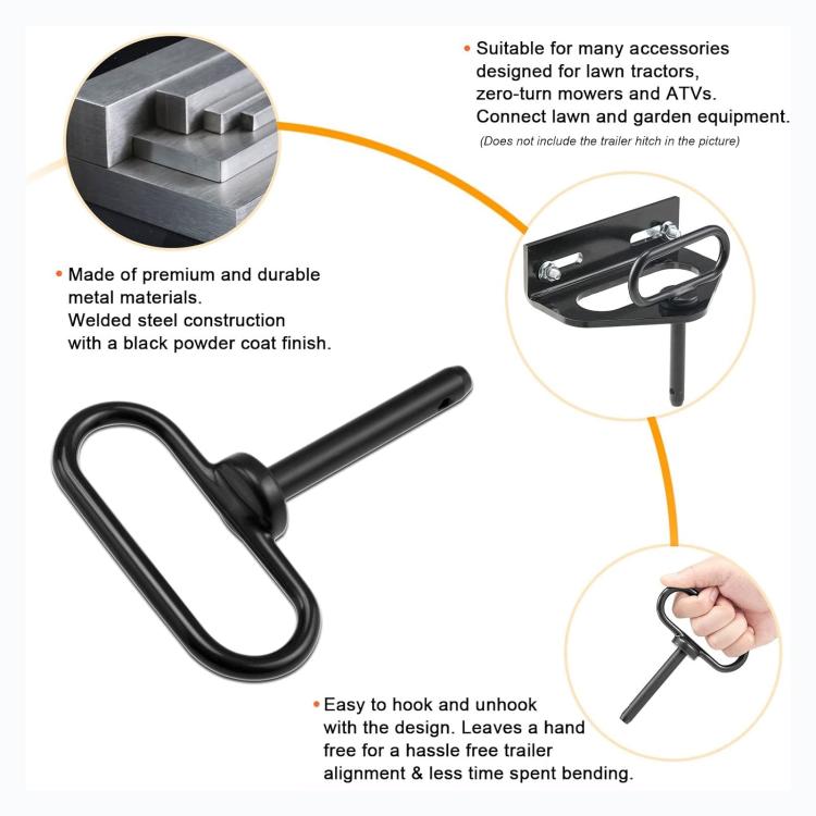 5/8 inch Lawn Tow Behind Attachment Hitch Tractor Towing Hitch Pin(Black) - Towing Bars by buy2fix | Online Shopping UK | buy2fix