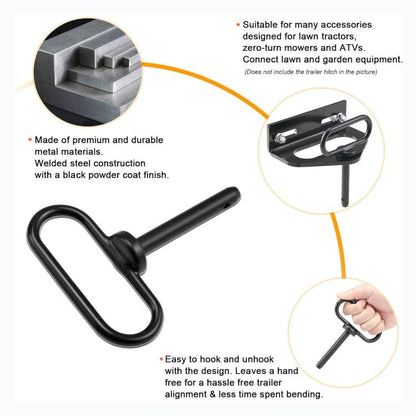 5/8 inch Lawn Tow Behind Attachment Hitch Tractor Towing Hitch Pin(Black) - Towing Bars by buy2fix | Online Shopping UK | buy2fix