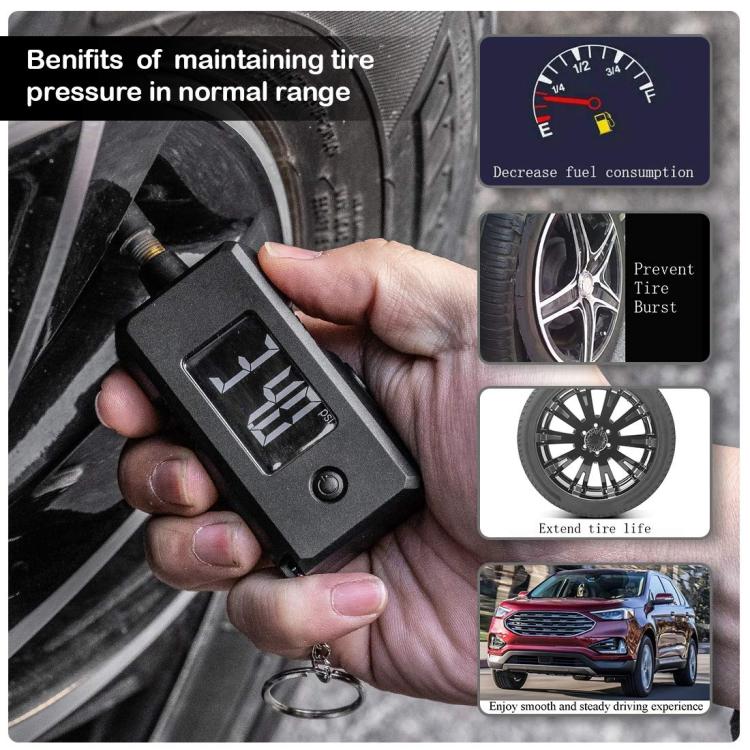 Car Digital Tire Pressure Gauge and Tire Tread Depth Gauge(Black) - Tire Pressure Gauges by buy2fix | Online Shopping UK | buy2fix