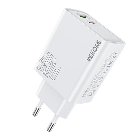 EU Plug WK WP-U64 45W Kinkong Flash Charge USB+Type-C Port Fast Charger - USB Charger by WK | Online Shopping UK | buy2fix
