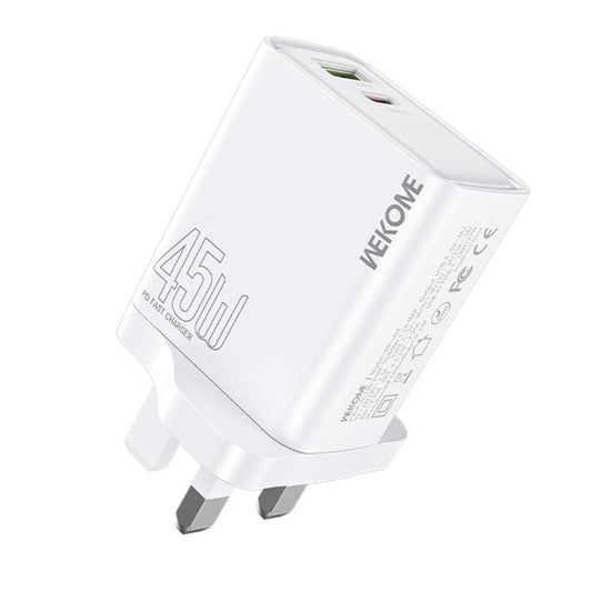UK Plug WK WP-U64 45W Kinkong Flash Charge USB+Type-C Port Fast Charger - USB Charger by WK | Online Shopping UK | buy2fix