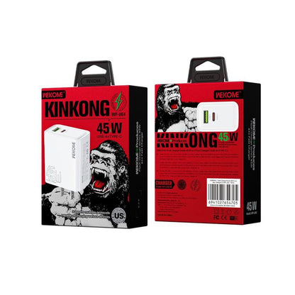 US Plug WK WP-U64 45W Kinkong Flash Charge USB+Type-C Port Fast Charger - USB Charger by WK | Online Shopping UK | buy2fix