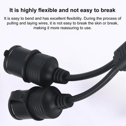 12V-24V 2 in 1 Car Cigarette Lighter Extension Cable with Switch, Length:0.2m(Black) - Cigar Socket by buy2fix | Online Shopping UK | buy2fix
