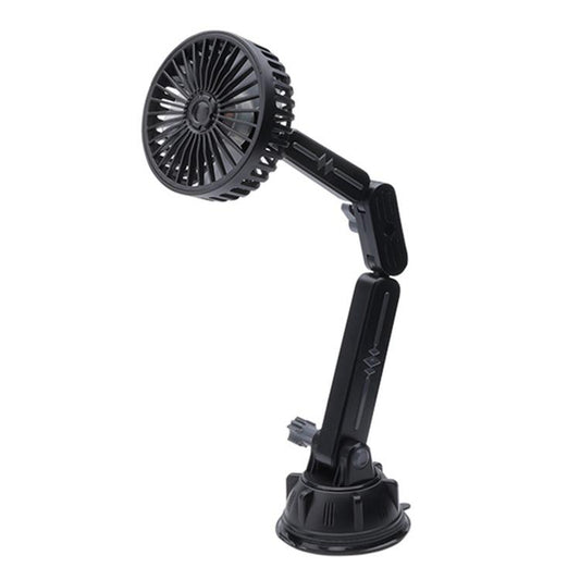 Multifunctional Car Suction Cup Fan 360 Degree Rotation Adjustable Single Had Fan, Specification:Long Rod(Black) - Heating & Fans by buy2fix | Online Shopping UK | buy2fix