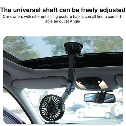 Multifunctional Car Suction Cup Fan 360 Degree Rotation Adjustable Single Had Fan, Specification:Long Rod(Black) - Heating & Fans by buy2fix | Online Shopping UK | buy2fix