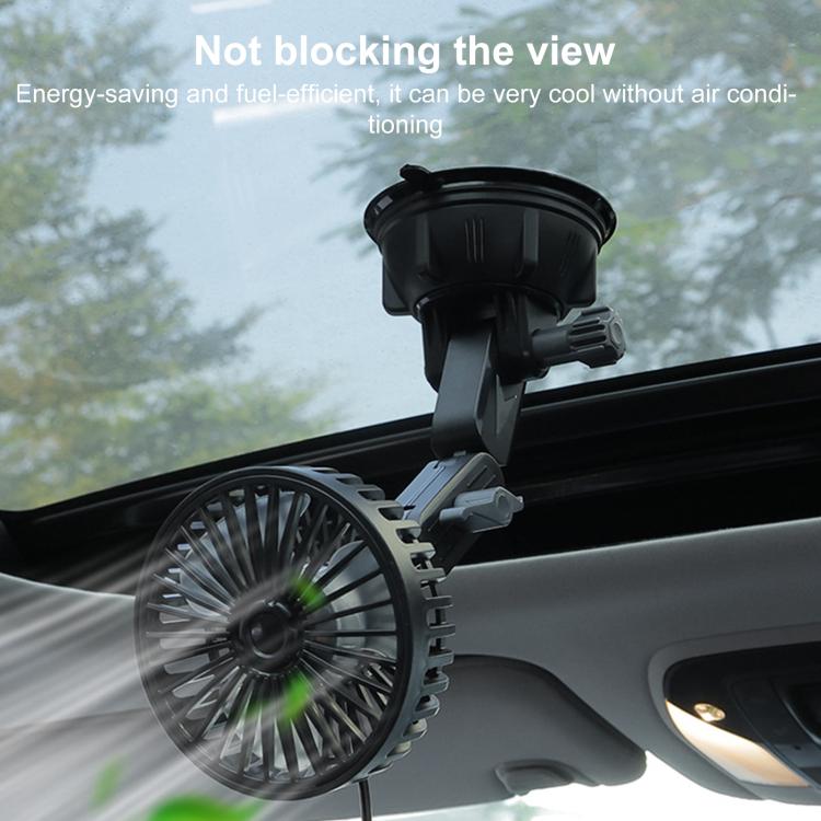 Multifunctional Car Suction Cup Fan 360 Degree Rotation Adjustable Single Head Fan, Specification:Short Rod(Black) - Heating & Fans by buy2fix | Online Shopping UK | buy2fix