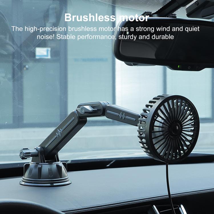 Multifunctional Car Suction Cup Fan 360 Degree Rotation Adjustable Single Head Fan, Specification:Short Rod(Black) - Heating & Fans by buy2fix | Online Shopping UK | buy2fix