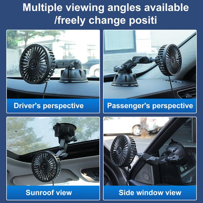 Multifunctional Car Suction Cup Fan 360 Degree Rotation Adjustable Single Had Fan, Specification:Long Rod(Black) - Heating & Fans by buy2fix | Online Shopping UK | buy2fix