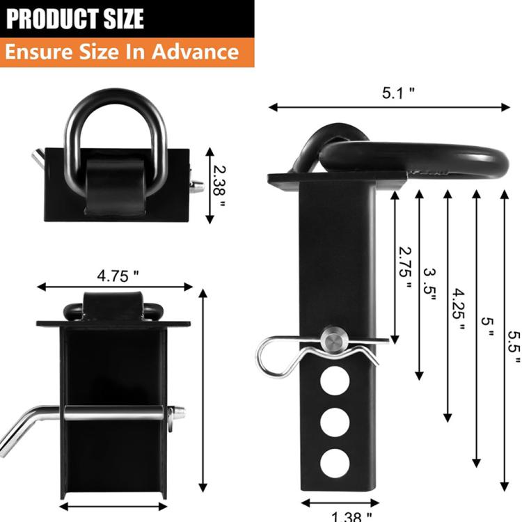 Car Stake Pocket D-Ring Hitch Pin Trailer Traction Connection Accessories(1/2 Specification) - Towing Bars by buy2fix | Online Shopping UK | buy2fix