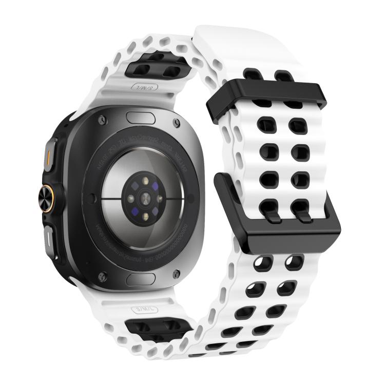 For Samsung Galaxy Watch8 / 8 Classic xDfind Black Buckle Ocean Two Color Dual-row Hole Silicone Watch Band(White Black) - Watch Bands by xDfind | Online Shopping UK | buy2fix