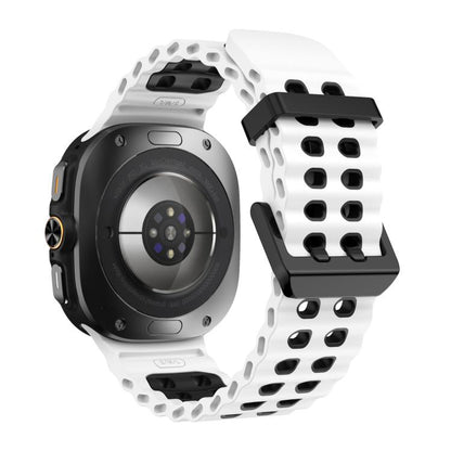 For Samsung Galaxy Watch8 / 8 Classic xDfind Black Buckle Ocean Two Color Dual-row Hole Silicone Watch Band(White Black) - Watch Bands by xDfind | Online Shopping UK | buy2fix