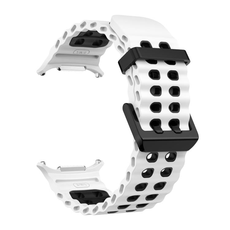 For Samsung Galaxy Watch8 / 8 Classic xDfind Black Buckle Ocean Two Color Dual-row Hole Silicone Watch Band(White Black) - Watch Bands by xDfind | Online Shopping UK | buy2fix