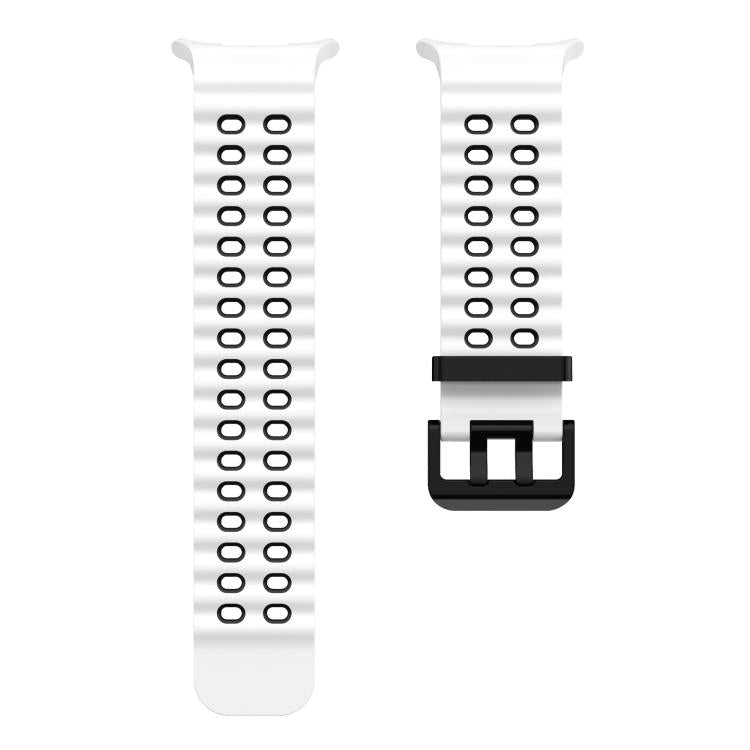 For Samsung Galaxy Watch8 / 8 Classic xDfind Black Buckle Ocean Two Color Dual-row Hole Silicone Watch Band(White Black) - Watch Bands by xDfind | Online Shopping UK | buy2fix