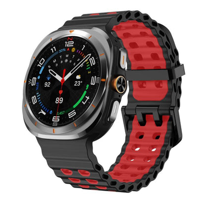 For Samsung Galaxy Watch8 / 8 Classic xDfind Black Buckle Ocean Two Color Dual-row Hole Silicone Watch Band(Black Red) - Watch Bands by xDfind | Online Shopping UK | buy2fix