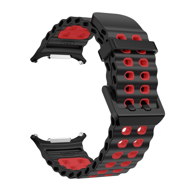 For Samsung Galaxy Watch8 / 8 Classic xDfind Black Buckle Ocean Two Color Dual-row Hole Silicone Watch Band(Black Red) - Watch Bands by xDfind | Online Shopping UK | buy2fix