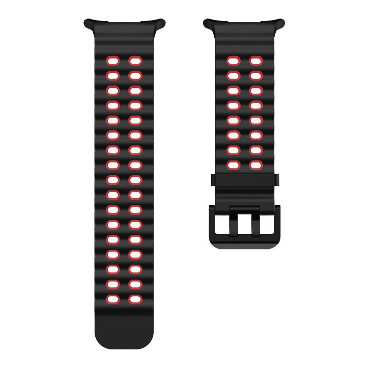 For Samsung Galaxy Watch8 / 8 Classic xDfind Black Buckle Ocean Two Color Dual-row Hole Silicone Watch Band(Black Red) - Watch Bands by xDfind | Online Shopping UK | buy2fix