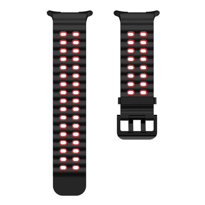 For Samsung Galaxy Watch8 / 8 Classic xDfind Black Buckle Ocean Two Color Dual-row Hole Silicone Watch Band(Black Red) - Watch Bands by xDfind | Online Shopping UK | buy2fix