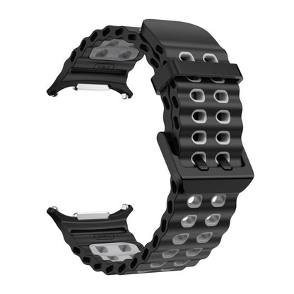 For Samsung Galaxy Watch8 / 8 Classic xDfind Black Buckle Ocean Two Color Dual-row Hole Silicone Watch Band(Black Grey) - Watch Bands by xDfind | Online Shopping UK | buy2fix