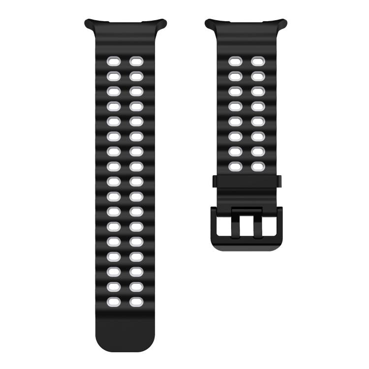 For Samsung Galaxy Watch8 / 8 Classic xDfind Black Buckle Ocean Two Color Dual-row Hole Silicone Watch Band(Black Grey) - Watch Bands by xDfind | Online Shopping UK | buy2fix