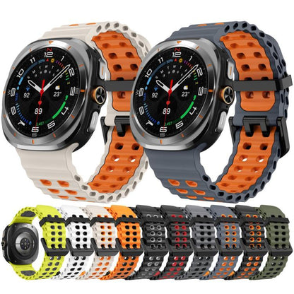 For Samsung Galaxy Watch8 / 8 Classic xDfind Black Buckle Ocean Two Color Dual-row Hole Silicone Watch Band(Black Grey) - Watch Bands by xDfind | Online Shopping UK | buy2fix
