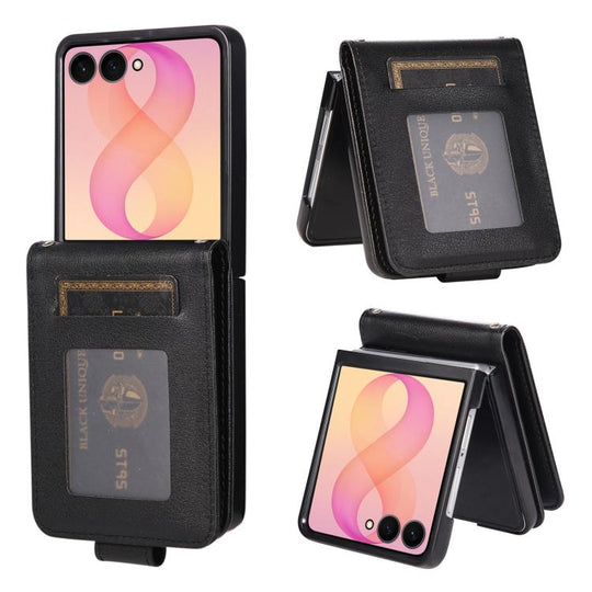 For Galaxy Z Flip8 5G 3-Card Slots Multifunctional Leather Phone Case(Black)