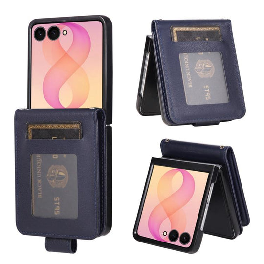 For Galaxy Z Flip8 5G 3-Card Slots Multifunctional Leather Phone Case(Blue)