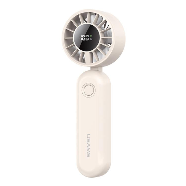 USAMS ZB352 Digital Display Folding Handheld Mini Fan(Beige) - Electric Fans by USAMS | Online Shopping UK | buy2fix