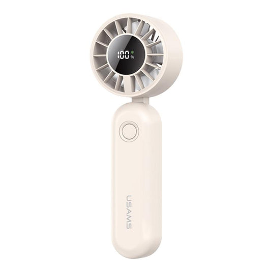 USAMS ZB352 Digital Display Folding Handheld Mini Fan(Beige) - Electric Fans by USAMS | Online Shopping UK | buy2fix