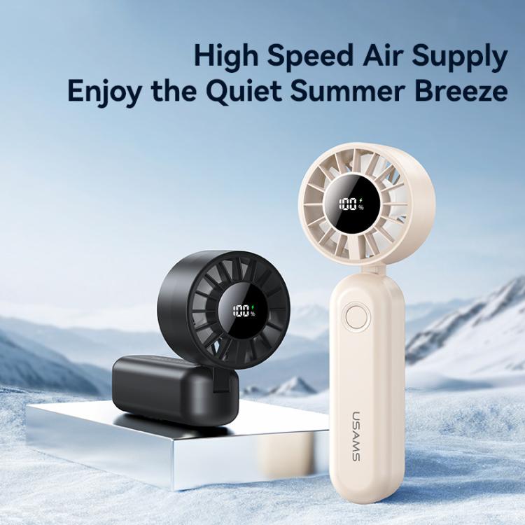 USAMS ZB352 Digital Display Folding Handheld Mini Fan(Beige) - Electric Fans by USAMS | Online Shopping UK | buy2fix