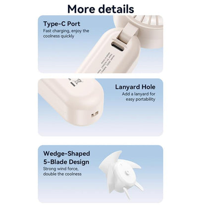 USAMS ZB352 Digital Display Folding Handheld Mini Fan(Beige) - Electric Fans by USAMS | Online Shopping UK | buy2fix