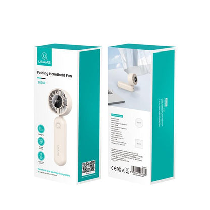 USAMS ZB352 Digital Display Folding Handheld Mini Fan(Beige) - Electric Fans by USAMS | Online Shopping UK | buy2fix