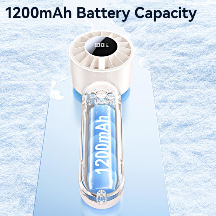 USAMS ZB352 Digital Display Folding Handheld Mini Fan(Beige) - Electric Fans by USAMS | Online Shopping UK | buy2fix