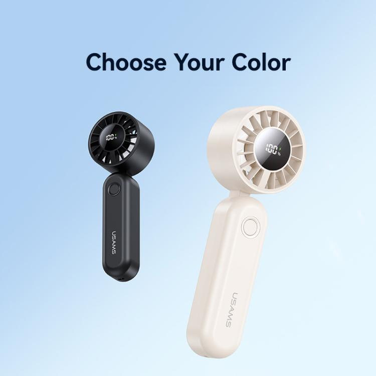 USAMS ZB352 Digital Display Folding Handheld Mini Fan(Beige) - Electric Fans by USAMS | Online Shopping UK | buy2fix