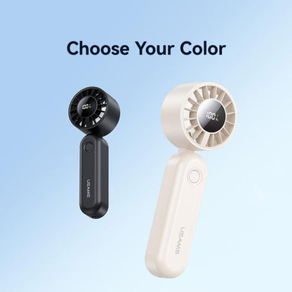 USAMS ZB352 Digital Display Folding Handheld Mini Fan(Beige) - Electric Fans by USAMS | Online Shopping UK | buy2fix