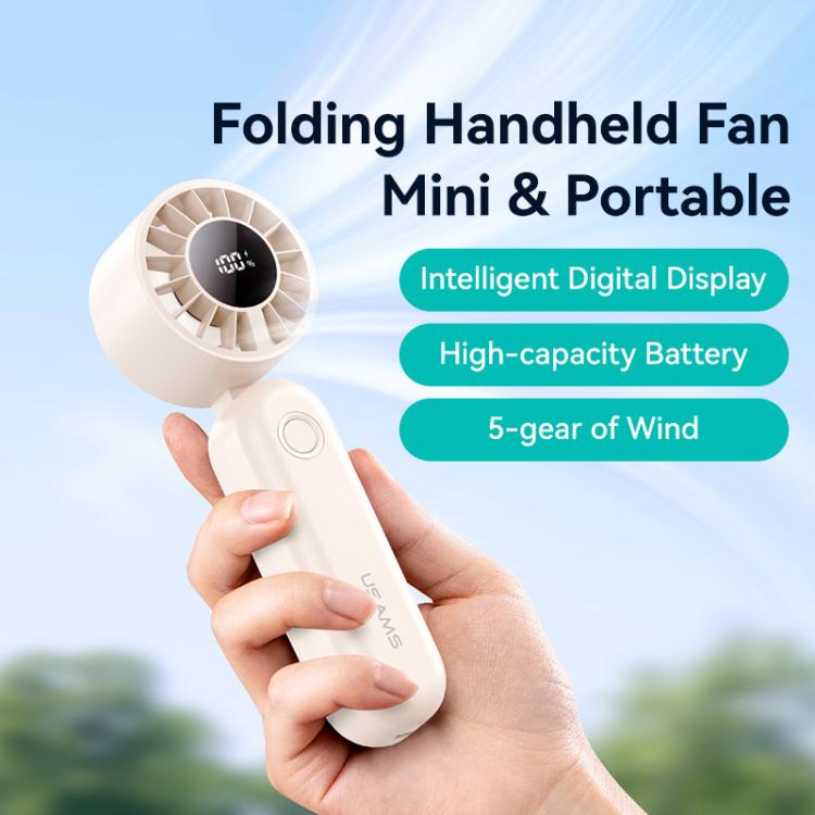 USAMS ZB352 Digital Display Folding Handheld Mini Fan(Black) - Electric Fans by USAMS | Online Shopping UK | buy2fix