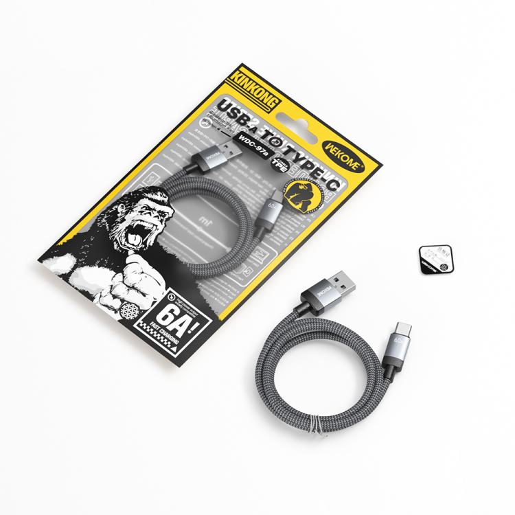 WK WDC-97 Kingkong Ruike Series Braided Charging Data Cable, USB to USB-C / Type-C Port, Length: 1m(Black) - USB-C & Type-C Cable by WK | Online Shopping UK | buy2fix