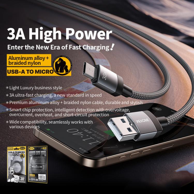 WK WDC-97 Kingkong Ruike Series Braided Charging Data Cable, USB to Micro USB Port, Length: 1m(Black) - Micro USB Cable by WK | Online Shopping UK | buy2fix