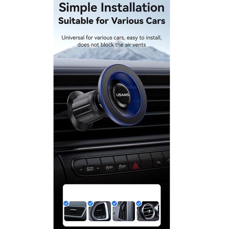 USAMS ZJ081 Magnetic Car Air Vent Phone Holder(Blue) - Universal Car Holders by USAMS | Online Shopping UK | buy2fix