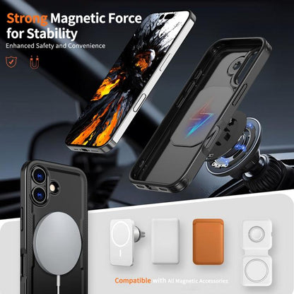 For iPhone 17 Metal 360 Degree Rotation Holder MagSafe Phone Case(Black) - iPhone 17 Cases by buy2fix | Online Shopping UK | buy2fix
