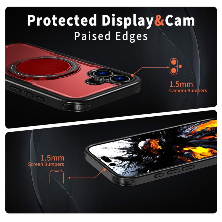 For iPhone 17 Metal 360 Degree Rotation Holder MagSafe Phone Case(Red) - iPhone 17 Cases by buy2fix | Online Shopping UK | buy2fix