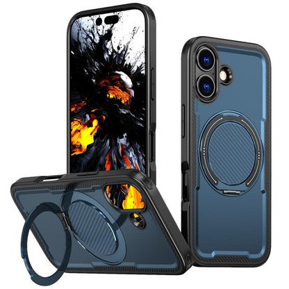 For iPhone 17 Metal 360 Degree Rotation Holder MagSafe Phone Case(Navy Blue) - iPhone 17 Cases by buy2fix | Online Shopping UK | buy2fix