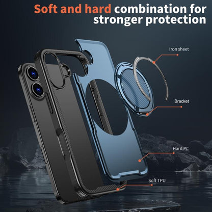 For iPhone 17 Metal 360 Degree Rotation Holder MagSafe Phone Case(Navy Blue) - iPhone 17 Cases by buy2fix | Online Shopping UK | buy2fix
