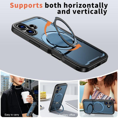 For iPhone 17 Metal 360 Degree Rotation Holder MagSafe Phone Case(Navy Blue) - iPhone 17 Cases by buy2fix | Online Shopping UK | buy2fix