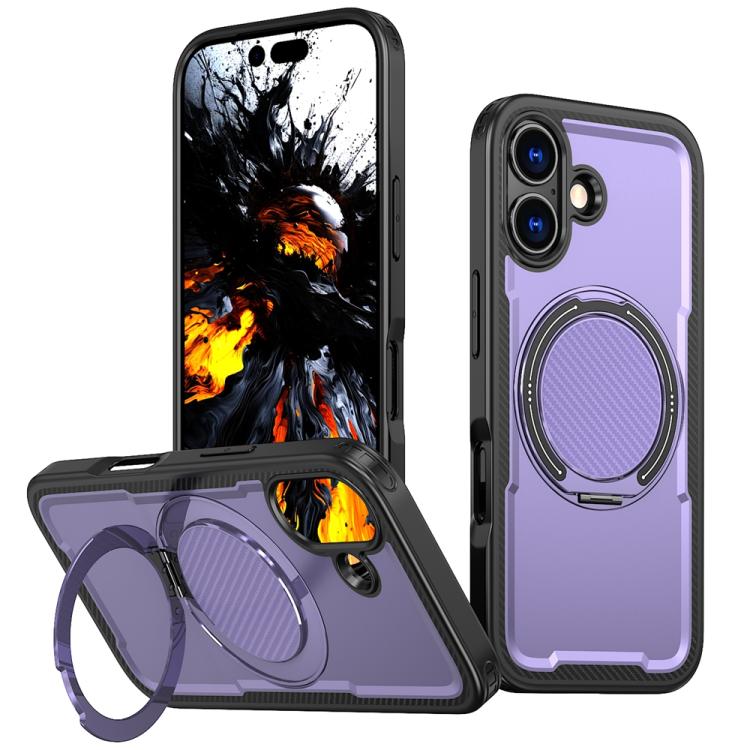 For iPhone 17 Metal 360 Degree Rotation Holder MagSafe Phone Case(Purple) - iPhone 17 Cases by buy2fix | Online Shopping UK | buy2fix