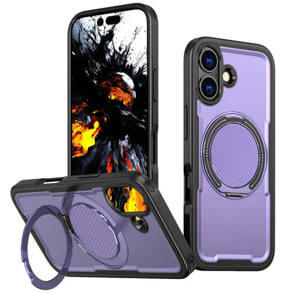 For iPhone 17 Metal 360 Degree Rotation Holder MagSafe Phone Case(Purple) - iPhone 17 Cases by buy2fix | Online Shopping UK | buy2fix