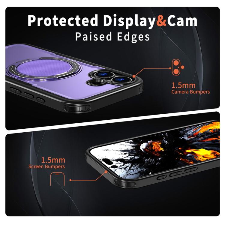 For iPhone 17 Metal 360 Degree Rotation Holder MagSafe Phone Case(Purple) - iPhone 17 Cases by buy2fix | Online Shopping UK | buy2fix