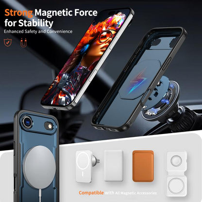 For iPhone Air Metal 360 Degree Rotation Holder MagSafe Phone Case(Navy Blue) - iPhone Air Cases by buy2fix | Online Shopping UK | buy2fix