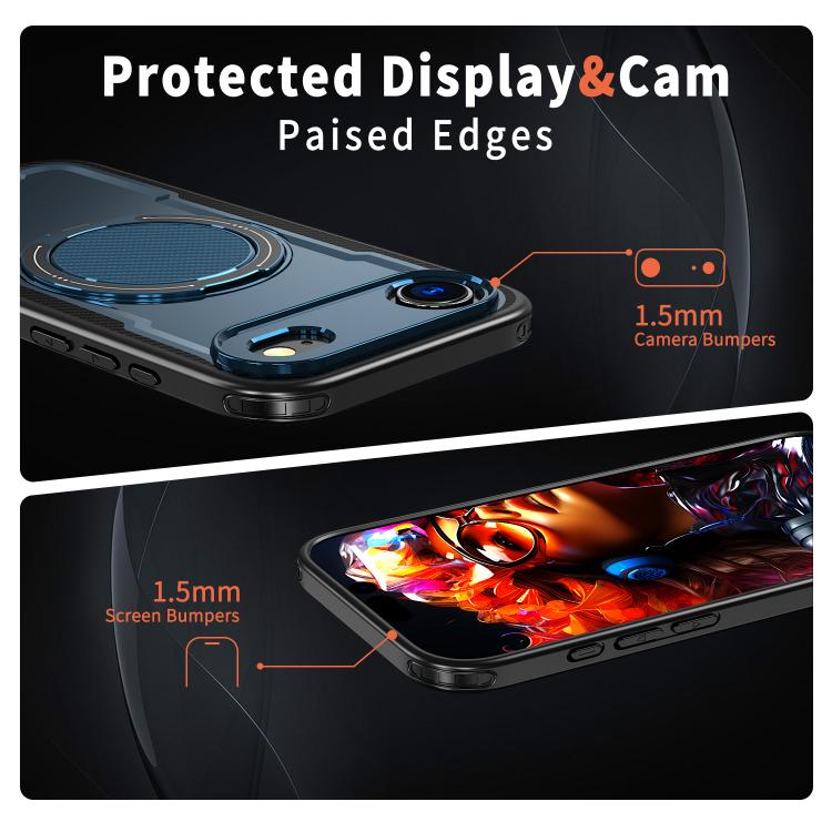 For iPhone Air Metal 360 Degree Rotation Holder MagSafe Phone Case(Navy Blue) - iPhone Air Cases by buy2fix | Online Shopping UK | buy2fix