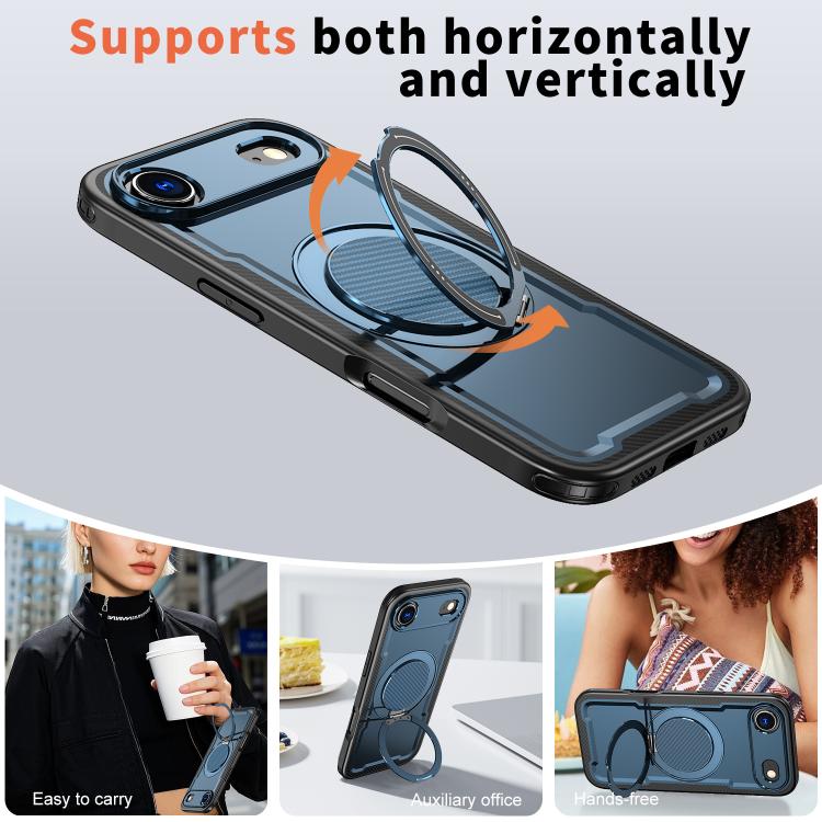 For iPhone Air Metal 360 Degree Rotation Holder MagSafe Phone Case(Navy Blue) - iPhone Air Cases by buy2fix | Online Shopping UK | buy2fix